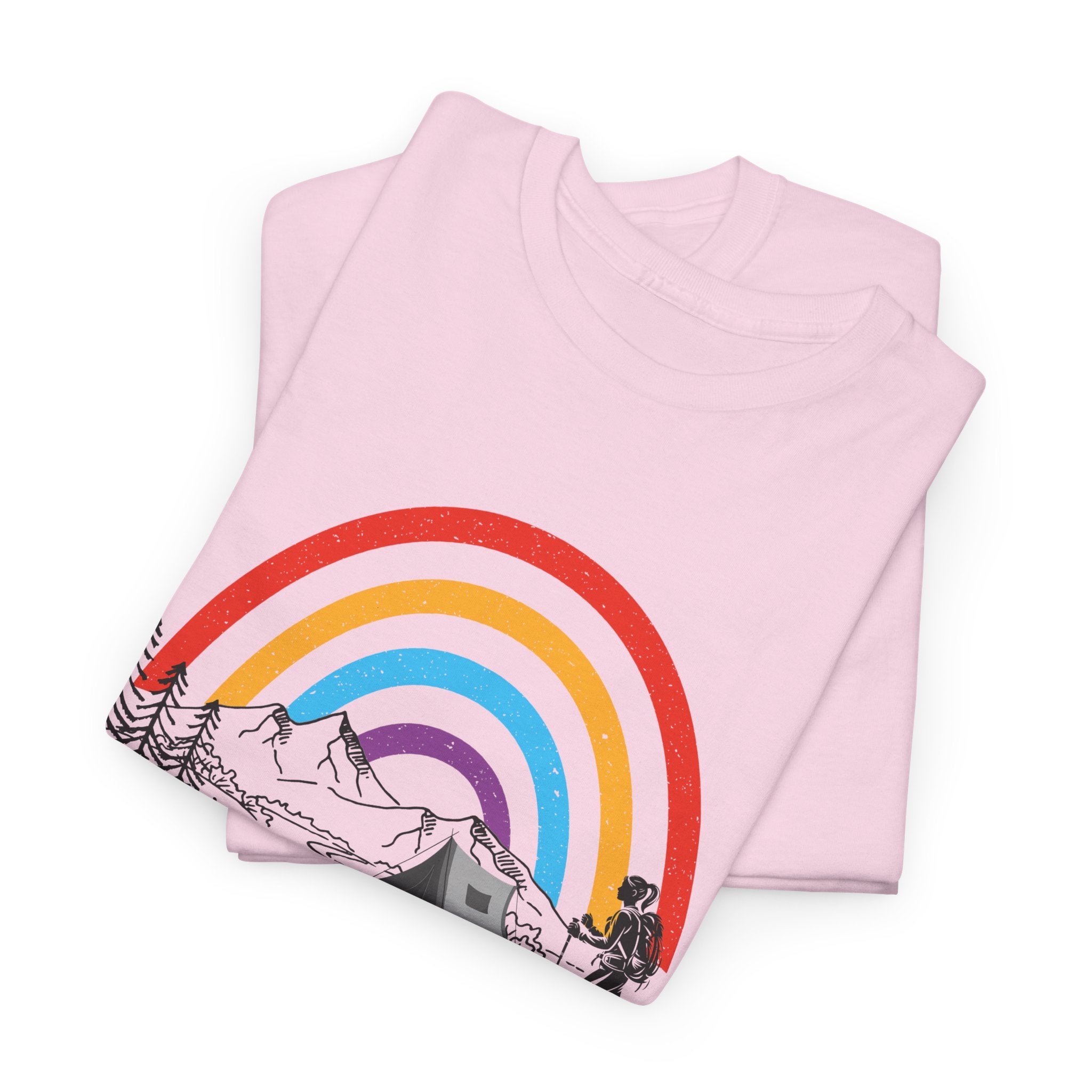 Outdoor Adventure Tee, Rainbow Hiking Shirt, Unisex Cotton T-Shirt, Travel Gift, Nature Lover Apparel