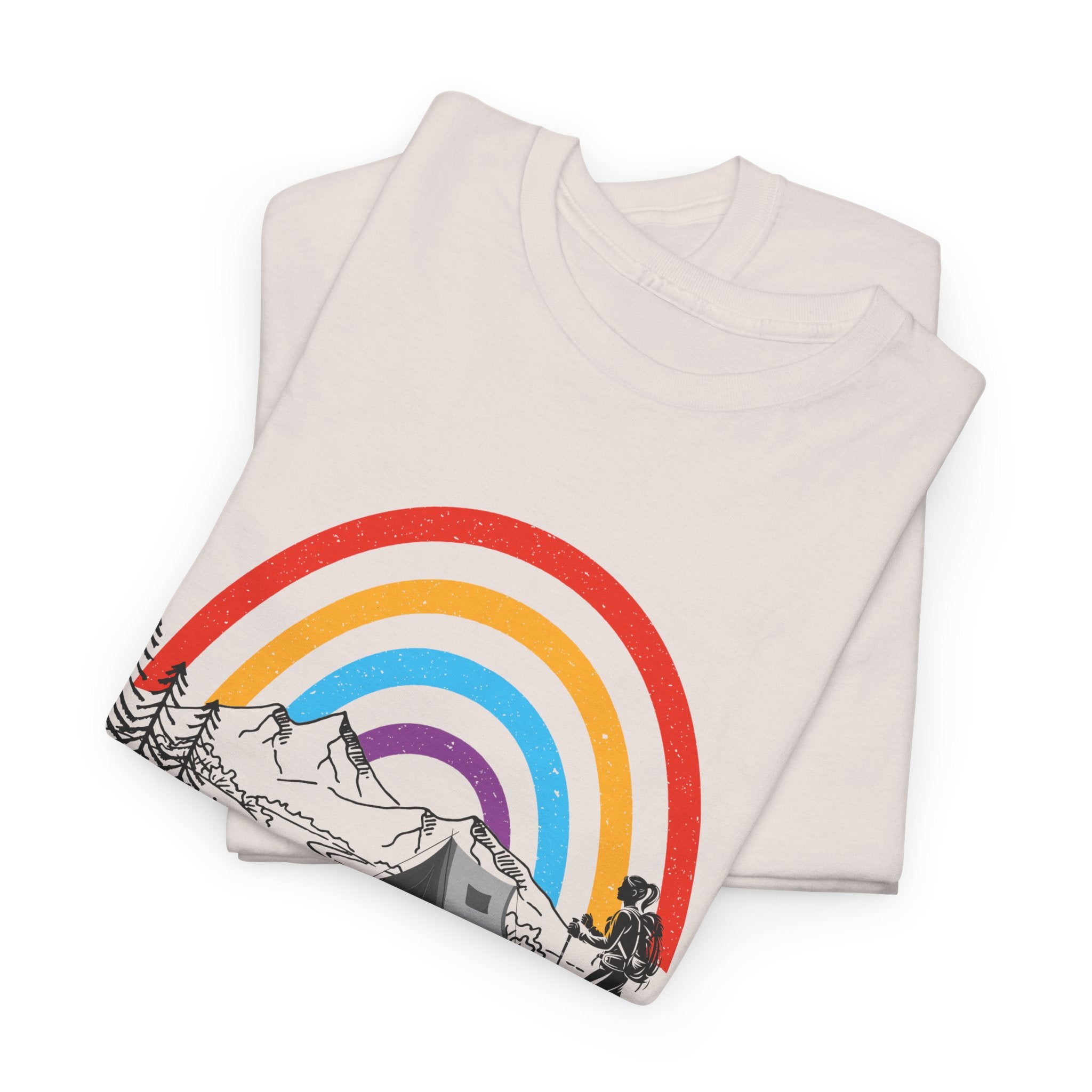 Outdoor Adventure Tee, Rainbow Hiking Shirt, Unisex Cotton T-Shirt, Travel Gift, Nature Lover Apparel