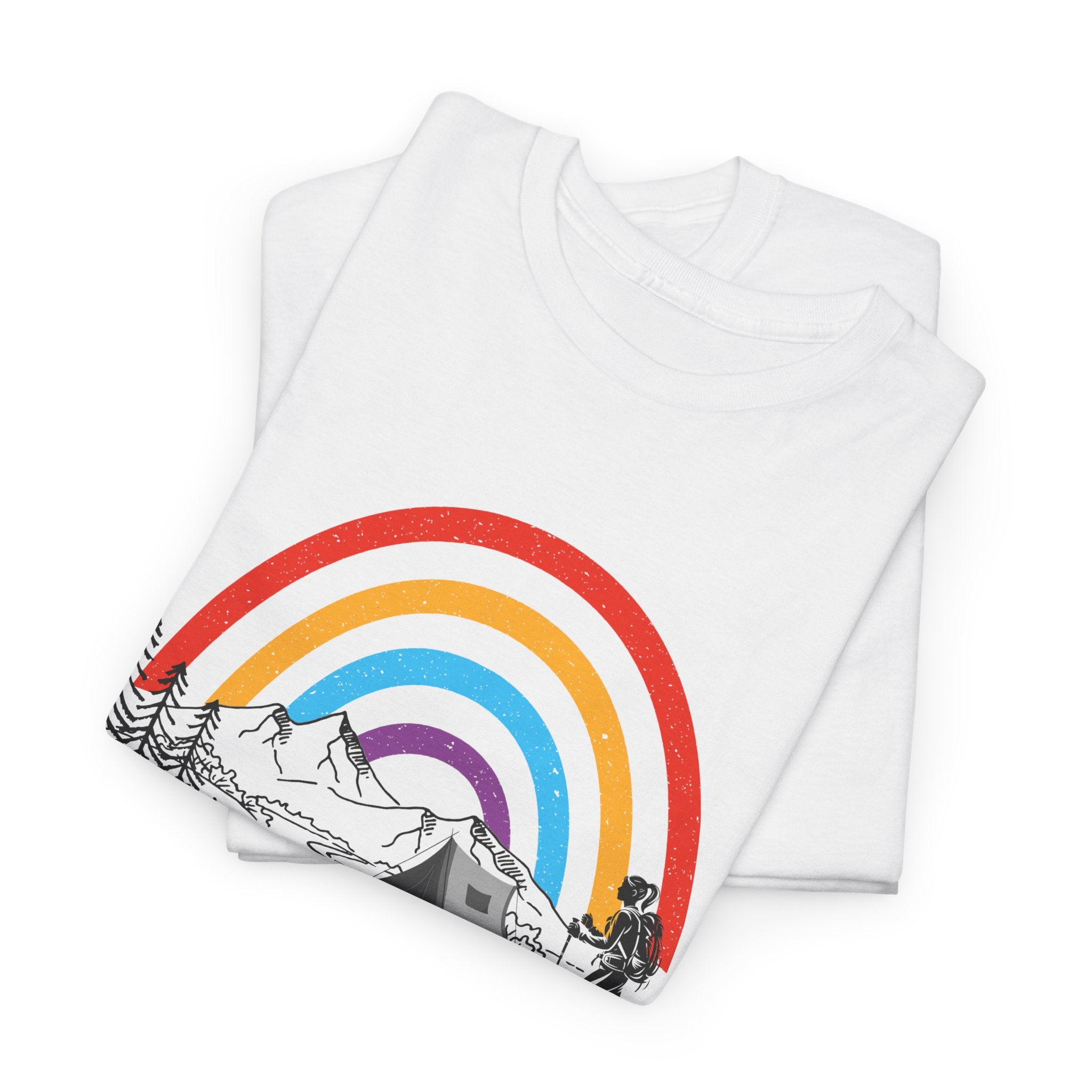 Outdoor Adventure Tee, Rainbow Hiking Shirt, Unisex Cotton T-Shirt, Travel Gift, Nature Lover Apparel