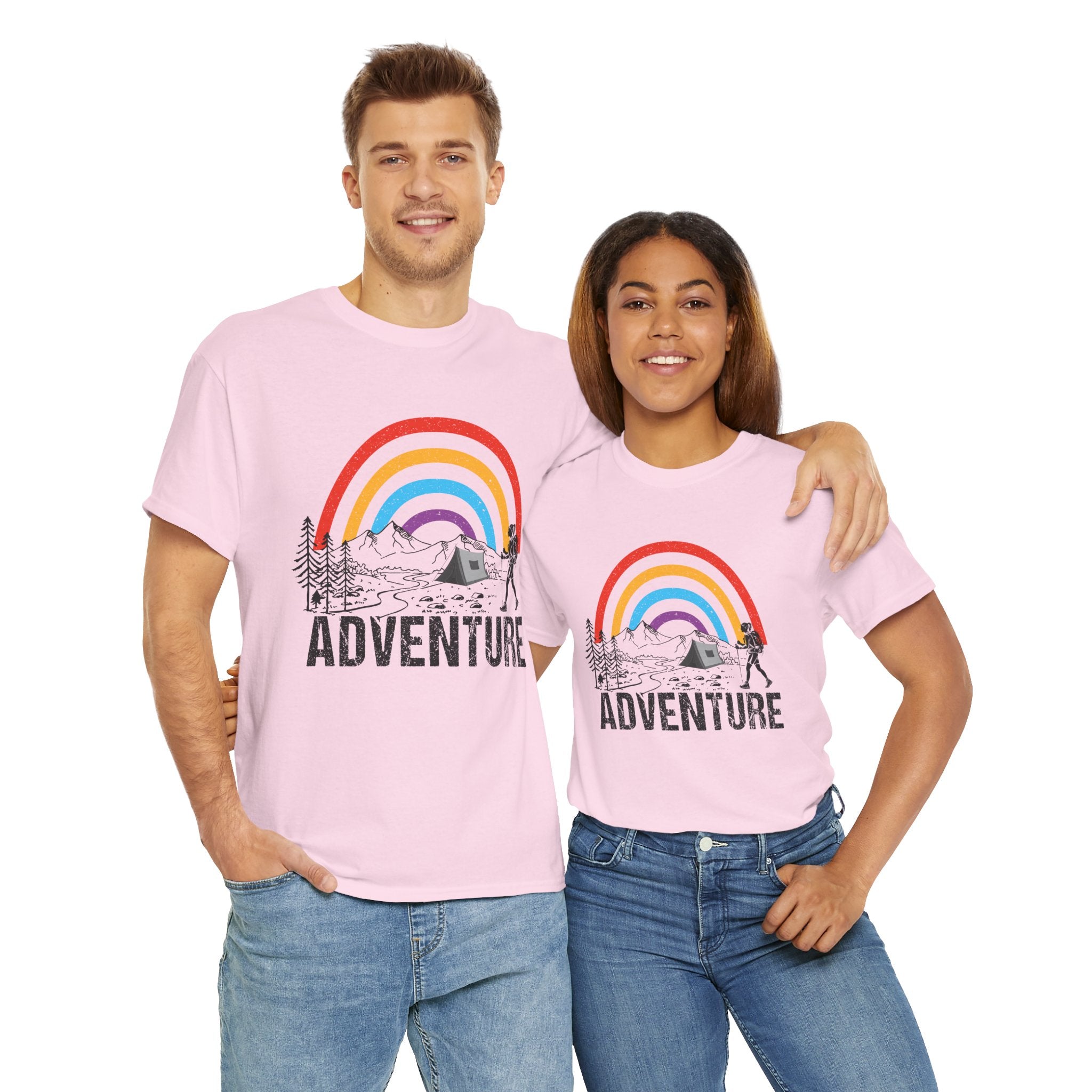 Outdoor Adventure Tee, Rainbow Hiking Shirt, Unisex Cotton T-Shirt, Travel Gift, Nature Lover Apparel
