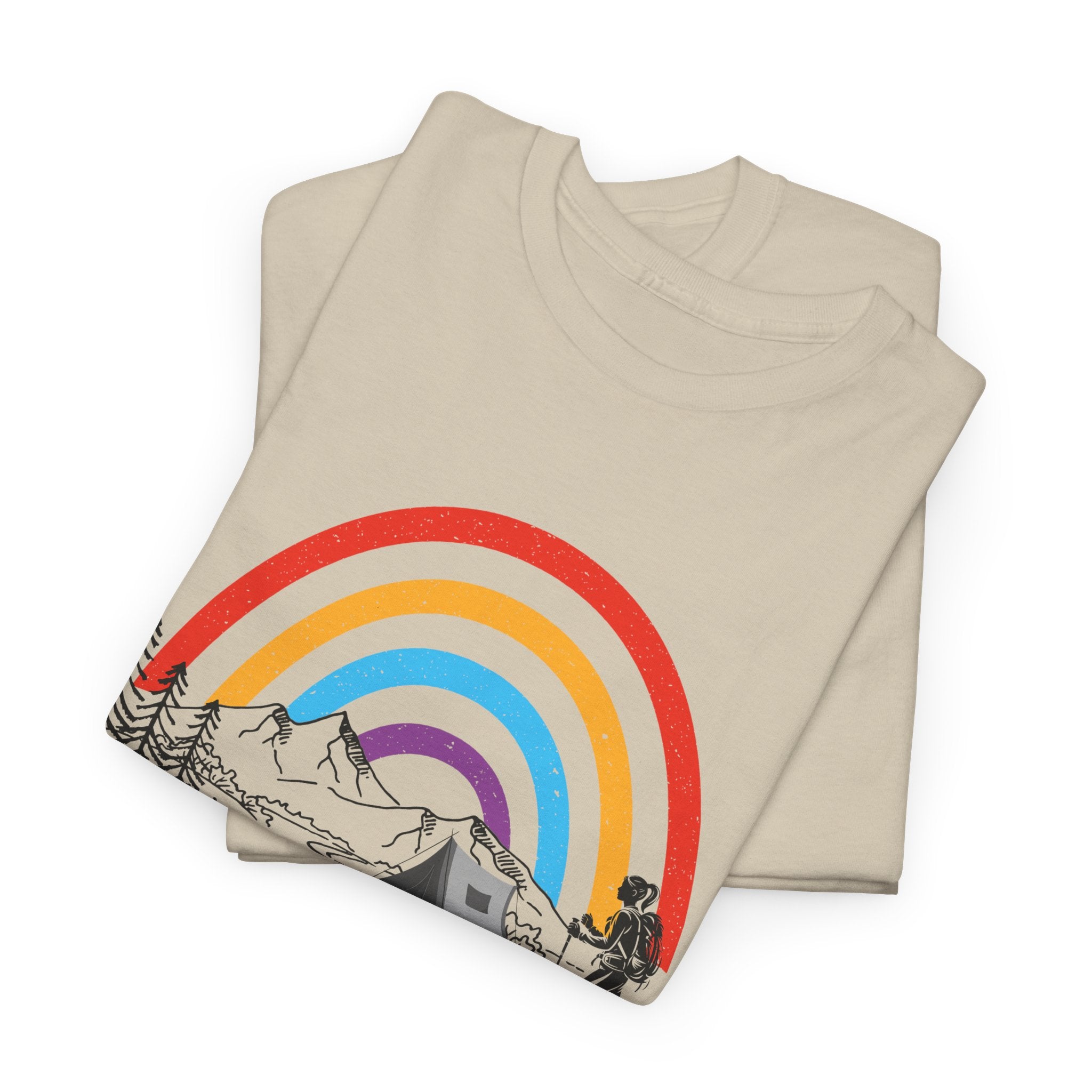 Outdoor Adventure Tee, Rainbow Hiking Shirt, Unisex Cotton T-Shirt, Travel Gift, Nature Lover Apparel