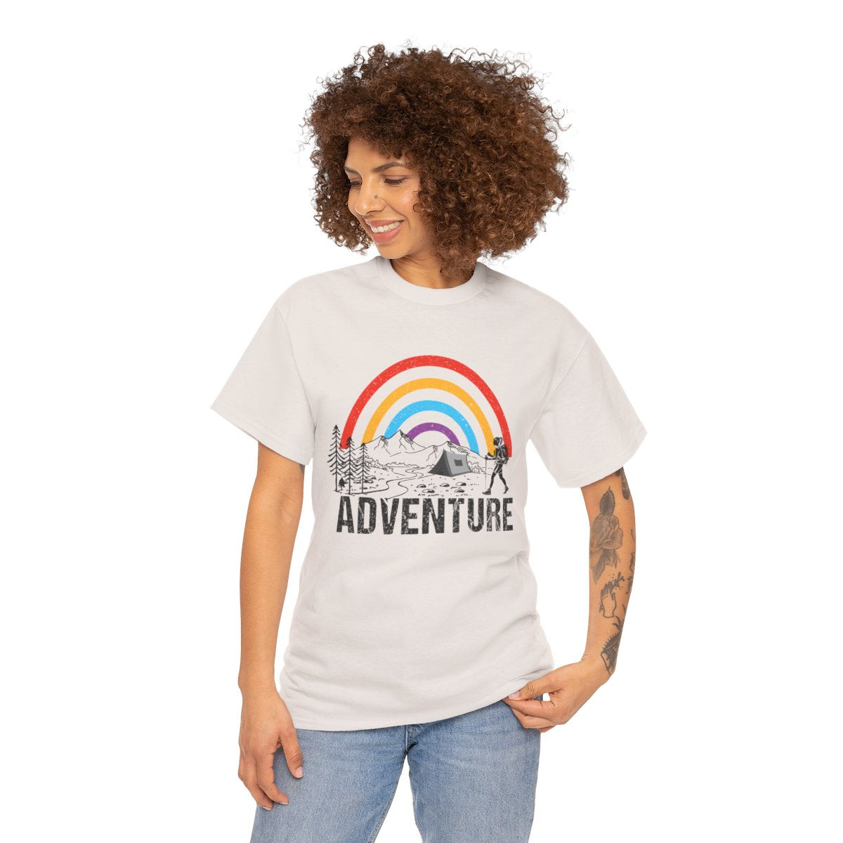 Outdoor Adventure Tee, Rainbow Hiking Shirt, Unisex Cotton T-Shirt, Travel Gift, Nature Lover Apparel